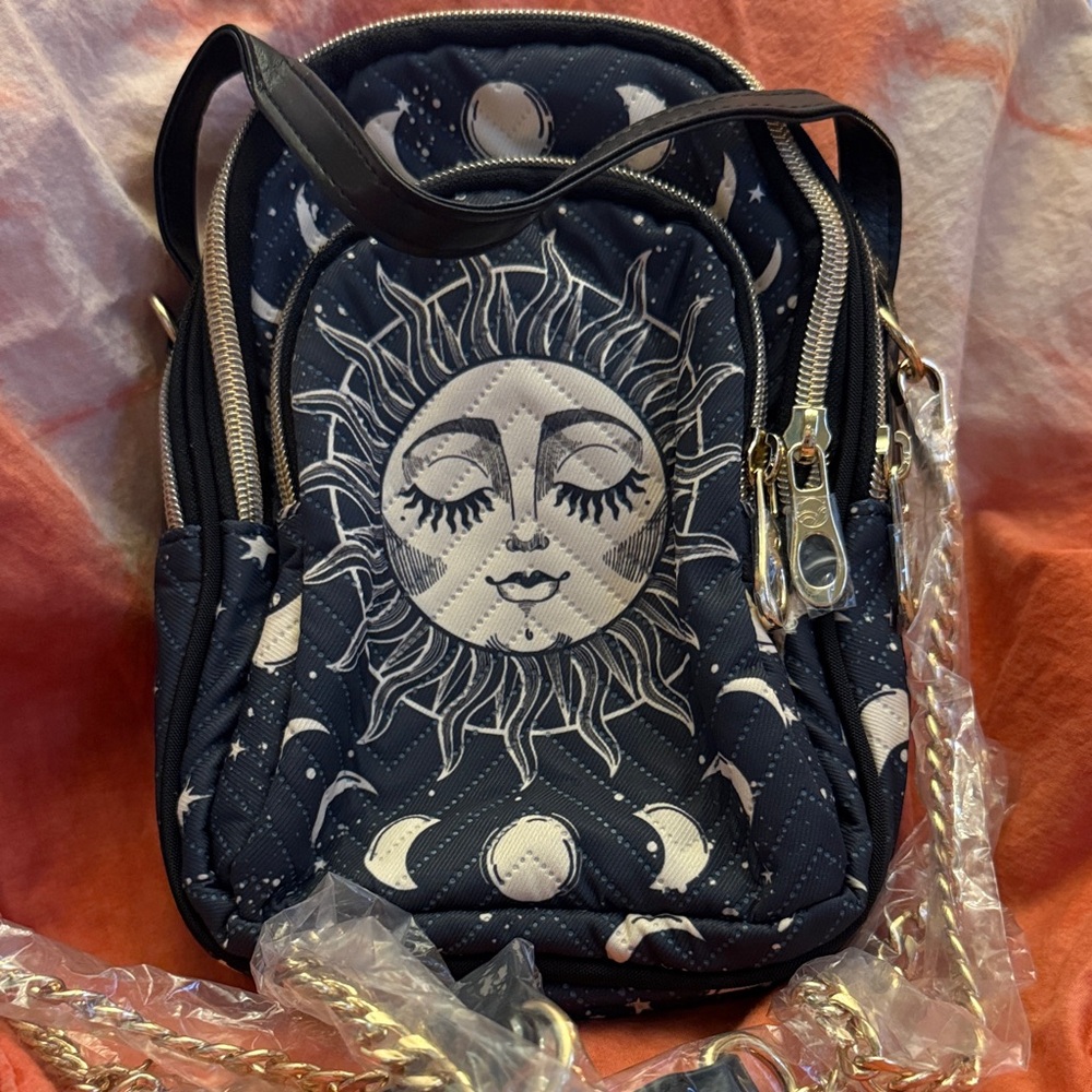 Sun and Moon Patterned Black Small Crossbody Brand New With Tags!